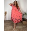 Šaty dlouhé letní 3/4 dlouhý rukáv dámské nadrozměr MARIA (48/50/52 ONE SIZE) ITALSKÁ MÓDA IM425172/DR (Velikost 48/50/52, Barva hnědá)