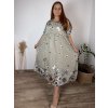 Šaty dlouhé letní 3/4 dlouhý rukáv dámské nadrozměr MARIA (48/50/52 ONE SIZE) ITALSKÁ MÓDA IM425172/DR (Velikost 48/50/52, Barva hnědá)