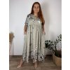 Šaty dlouhé letní 3/4 dlouhý rukáv dámské nadrozměr MARIA (48/50/52 ONE SIZE) ITALSKÁ MÓDA IM425172/DR (Velikost 48/50/52, Barva hnědá)