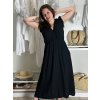 Šaty dlouhé volnočasové letní mušelín krátký rukáv dámské INGE (S/M/L ONE SIZE) ITALSKÁ MÓDA IM425304/DUR (Velikost S/M/L, Barva béžová)