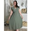 Šaty dlouhé volnočasové letní mušelín krátký rukáv dámské INGE (S/M/L ONE SIZE) ITALSKÁ MÓDA IM425304/DUR (Velikost S/M/L, Barva béžová)