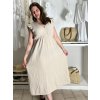 Šaty dlouhé volnočasové letní mušelín krátký rukáv dámské INGE (S/M/L ONE SIZE) ITALSKÁ MÓDA IM425304/DUR (Velikost S/M/L, Barva béžová)