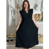 Šaty dlouhé volnočasové letní mušelín krátký rukáv dámské INGE (S/M/L ONE SIZE) ITALSKÁ MÓDA IM425304/DUR (Velikost S/M/L, Barva béžová)