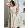 Šaty dlouhé volnočasové letní mušelín krátký rukáv dámské INGE (S/M/L ONE SIZE) ITALSKÁ MÓDA IM425304/DUR (Velikost S/M/L, Barva béžová)