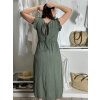 Šaty dlouhé volnočasové letní mušelín krátký rukáv dámské INGE (S/M/L ONE SIZE) ITALSKÁ MÓDA IM425304/DUR (Velikost S/M/L, Barva béžová)