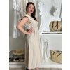 Šaty dlouhé volnočasové letní mušelín krátký rukáv dámské INGE (S/M/L ONE SIZE) ITALSKÁ MÓDA IM425304/DUR (Velikost S/M/L, Barva béžová)