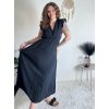 Šaty dlouhé volnočasové letní mušelín krátký rukáv dámské INGE (S/M/L ONE SIZE) ITALSKÁ MÓDA IM425304/DUR (Velikost S/M/L, Barva béžová)