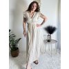 Šaty dlouhé volnočasové letní mušelín krátký rukáv dámské INGE (S/M/L ONE SIZE) ITALSKÁ MÓDA IM425304/DUR (Velikost S/M/L, Barva béžová)