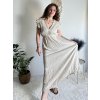 Šaty dlouhé volnočasové letní mušelín krátký rukáv dámské INGE (S/M/L ONE SIZE) ITALSKÁ MÓDA IM425304/DUR (Velikost S/M/L, Barva béžová)