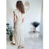 Šaty dlouhé volnočasové letní mušelín krátký rukáv dámské INGE (S/M/L ONE SIZE) ITALSKÁ MÓDA IM425304/DUR (Velikost S/M/L, Barva béžová)