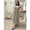 Šaty dlouhé volnočasové letní mušelín krátký rukáv dámské INGE (S/M/L ONE SIZE) ITALSKÁ MÓDA IM425304/DUR (Velikost S/M/L, Barva béžová)