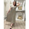 Šaty dlouhé volnočasové letní mušelín krátký rukáv dámské INGE (S/M/L ONE SIZE) ITALSKÁ MÓDA IM425304/DUR (Velikost S/M/L, Barva béžová)