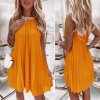 Šaty letní skládané bez rukávu dámské (S/M ONE SIZE) ITALSKÁ MÓDA IMD24058/DR (Velikost S/M/L, Barva béžová)