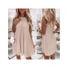 Šaty letní skládané bez rukávu dámské (S/M ONE SIZE) ITALSKÁ MÓDA IMD24058/DR (Velikost S/M/L, Barva béžová)