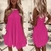 Šaty letní skládané bez rukávu dámské (S/M ONE SIZE) ITALSKÁ MÓDA IMD24058/DR (Velikost S/M/L, Barva béžová)