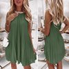 Šaty letní skládané bez rukávu dámské (S/M ONE SIZE) ITALSKÁ MÓDA IMD24058/DR (Velikost S/M/L, Barva béžová)
