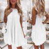 Šaty letní skládané bez rukávu dámské (S/M ONE SIZE) ITALSKÁ MÓDA IMD24058/DR (Velikost S/M/L, Barva béžová)