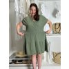 Šaty volnočasové letní mušelín krátký rukáv dámské (S/M/L ONE SIZE) ITALSKÁ MÓDA IM4250001/DUR (Velikost S/M/L, Barva zelená khaki)