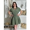 Šaty volnočasové letní mušelín krátký rukáv dámské (S/M/L ONE SIZE) ITALSKÁ MÓDA IM4250001/DUR (Velikost S/M/L, Barva zelená khaki)