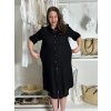 Šaty lněné košilové krátký rukáv dámské (S/M/L ONE SIZE) ITALSKÁ MODA IM7250001/DU (Velikost S/M/L, Barva Černá)