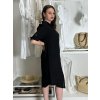 Šaty lněné košilové krátký rukáv dámské (S/M/L ONE SIZE) ITALSKÁ MODA IM7250001/DU (Velikost S/M/L, Barva Černá)