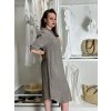 Šaty lněné košilové krátký rukáv dámské (S/M/L ONE SIZE) ITALSKÁ MODA IM7250001/DU (Velikost S/M/L, Barva Černá)