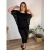 Tunika elegantní krajková krátký rukáv dámská nadrozměr (46/48/50 ONE SIZE) ITALSKÁ MÓDA IMSM250001/DUR (Velikost 48/50, Barva Černá)