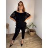 Tunika elegantní krajková krátký rukáv dámská nadrozměr (46/48/50 ONE SIZE) ITALSKÁ MÓDA IMSM250001/DUR (Velikost 48/50, Barva Černá)