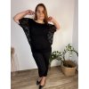 Tunika elegantní krajková krátký rukáv dámská nadrozměr (46/48/50 ONE SIZE) ITALSKÁ MÓDA IMSM250001/DUR (Velikost 48/50, Barva Černá)