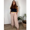 Kalhoty dlouhé letní s páskem dámské nadrozměr (50/52/54 ONE SIZE) ITALSKÁ MÓDA IM425431/DU (Velikost 52/54, Barva bílá)