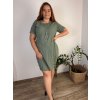 Šaty letní fáčové s přívěškem krátký rukáv dámské bavlněné (M/L/XL ONE SIZE) ITALSKÁ MÓDA IM423274/DU (Velikost L/XL, Barva modrá)