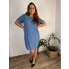 Šaty letní fáčové s přívěškem krátký rukáv dámské bavlněné (M/L/XL ONE SIZE) ITALSKÁ MÓDA IM423274/DU (Velikost L/XL, Barva modrá)