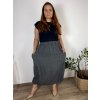 Sukně lněná dlouhá dámská nadrozměr (42/44/46 ONE SIZE) ITALSKá MóDA IMSM250002/DU (Velikost 44/46, Barva Černá)