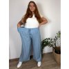 Kalhoty dlouhé letní riflové dámské nadrozměr (54/56/58 ONE SIZE) ITALSKÁ MÓDA IMWT251139/DU (Velikost 56/58, Barva světle modrá)