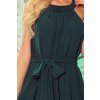 Šaty šifónové s vázáním dámské (S-2XL) POLSKÁ MÓDA NMC-350-4/DR (Velikost XL, Barva zelená smaragdová)
