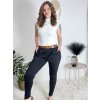 Kalhoty elegantní s páskem dámské (S/M/L ONE SIZE) ITALSKÁ MÓDA IMBM25015/DR (Velikost S/M/L, Barva Černá)