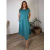 Šaty dlouhé volnočasové letní krátký rukáv dámské nadrozměr SUSANA (48/50/52 ONE SIZE) ITALSKÁ MÓDA IMC25202/DU (Velikost 48/50/52, Barva béžová)