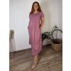 Šaty dlouhé volnočasové letní krátký rukáv dámské nadrozměr SUSANA (48/50/52 ONE SIZE) ITALSKÁ MÓDA IMC25202/DU (Velikost 48/50/52, Barva béžová)