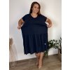Šaty dlouhé volnočasové letní krátký rukáv dámské nadrozměr ALEXA (48/50/52 ONE SIZE) ITALSKÁ MÓDA IMC25220/DR (Velikost 48/50/52, Barva tmavě modrá)