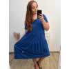 Šaty dlouhé volnočasové letní krátký rukáv dámské nadrozměr ALEXA (48/50/52 ONE SIZE) ITALSKÁ MÓDA IMC25220/DR (Velikost 48/50/52, Barva tmavě modrá)