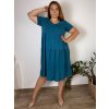 Šaty dlouhé volnočasové letní krátký rukáv dámské nadrozměr ALEXA (48/50/52 ONE SIZE) ITALSKÁ MÓDA IMC25220/DR (Velikost 48/50/52, Barva tmavě modrá)