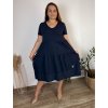Šaty dlouhé volnočasové letní krátký rukáv dámské nadrozměr ALEXA (48/50/52 ONE SIZE) ITALSKÁ MÓDA IMC25220/DR (Velikost 48/50/52, Barva tmavě modrá)