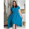 Šaty šifonové krátký rukáv dámské nadrozměr (46/48/50 ONE SIZE) ITALSKÁ MÓDA IM424468/DU (Velikost 48/50, Barva červená)