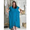 Šaty šifonové krátký rukáv dámské nadrozměr (46/48/50 ONE SIZE) ITALSKÁ MÓDA IM424468/DU (Velikost 48/50, Barva červená)