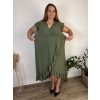 Šaty šifonové krátký rukáv dámské nadrozměr (46/48/50 ONE SIZE) ITALSKÁ MÓDA IM424468/DU (Velikost 48/50, Barva červená)