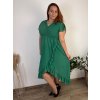 Šaty šifonové krátký rukáv dámské nadrozměr (46/48/50 ONE SIZE) ITALSKÁ MÓDA IM424468/DU (Velikost 48/50, Barva červená)