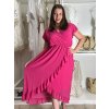 Šaty šifonové krátký rukáv dámské nadrozměr (46/48/50 ONE SIZE) ITALSKÁ MÓDA IM424468/DU (Velikost 48/50, Barva červená)