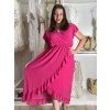 Šaty šifonové krátký rukáv dámské nadrozměr (46/48/50 ONE SIZE) ITALSKÁ MÓDA IM424468/DU (Velikost 48/50, Barva červená)