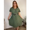 Šaty letní s páskem krátký rukáv dámské nadrozměr (50/52/54 ONE SIZE) ITALSKÁ MÓDA IM425305/DR (Velikost 52/54/56, Barva béžová)