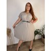 Šaty letní s páskem krátký rukáv dámské nadrozměr (50/52/54 ONE SIZE) ITALSKÁ MÓDA IM425305/DR (Velikost 52/54/56, Barva béžová)